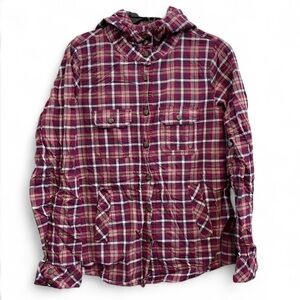 90s Vanity Y2K Plaid Button-Up Shirt Hoodie Hooded Jacket Shaket Grunge Skater